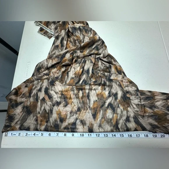 Steve Madden Vivienne Oak Buff Print Mesh Midi Dress L Turtleneck Fairygrunge - Picture 6 of 9